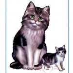 Картинки для детей "Кошка и котенок"